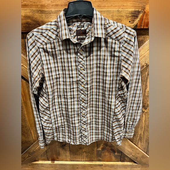 Prana Other - Prana Snap Front Shirt Plaid Slim Fit Casual Long Sleeve. Size Small